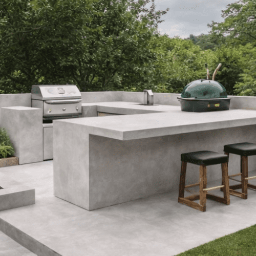 Microcement outdoor kitchen in Encinitas CA by Evergreen Remodeling & Construction