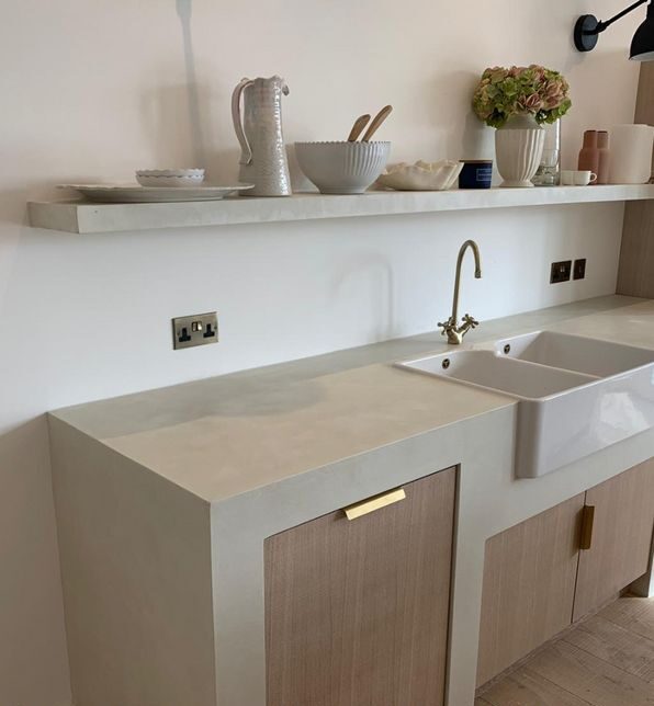 Microcement kitchen surface in San Diego CA by Evergreen Remodeling & Construction